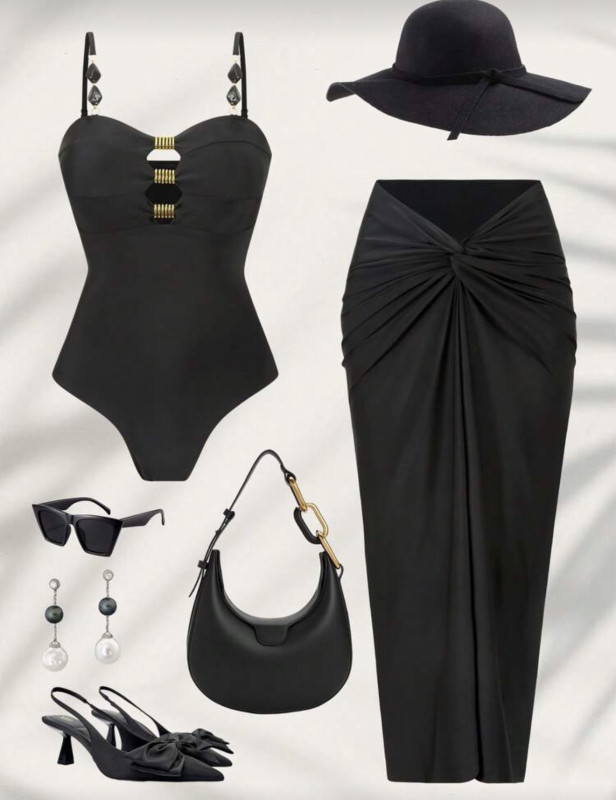 Black Ecco swimsuit with skirt