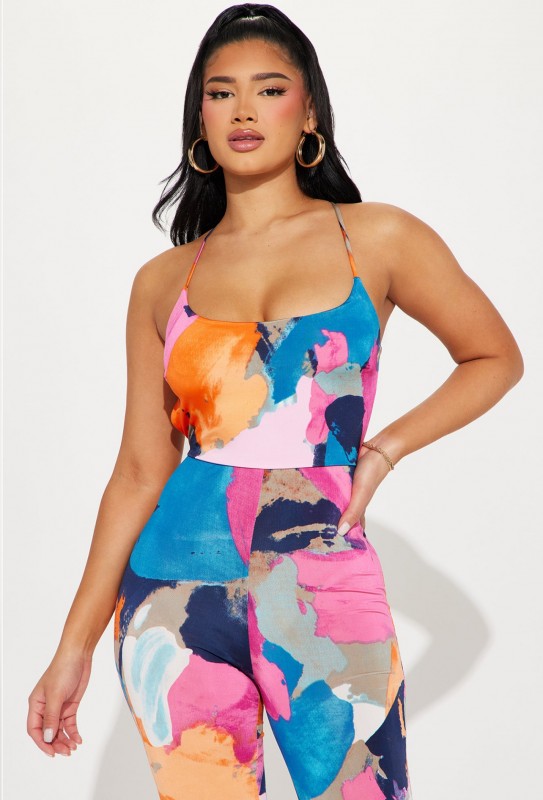 Always Fun Jumpsuit - Orange/combo