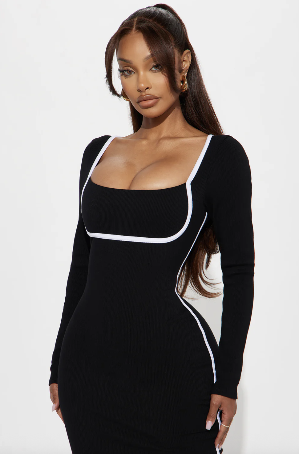 Drea Snatched Maxi Dress - Black/White