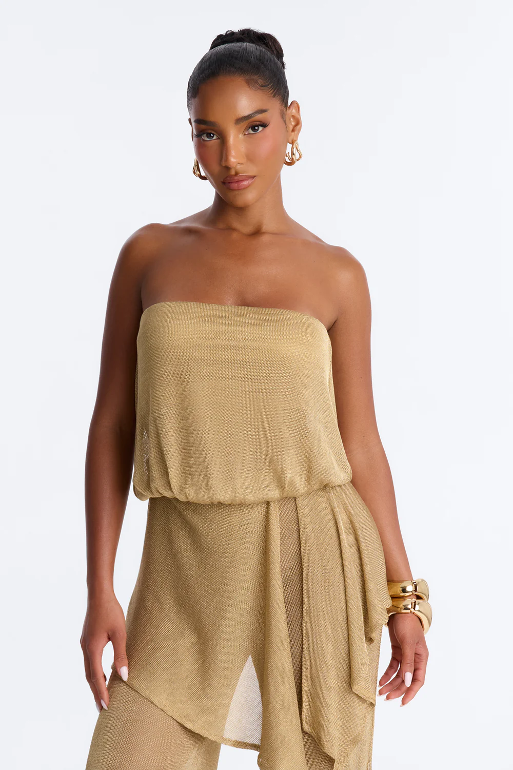 Nessa Metallic Knit Strapless Jumpsuit