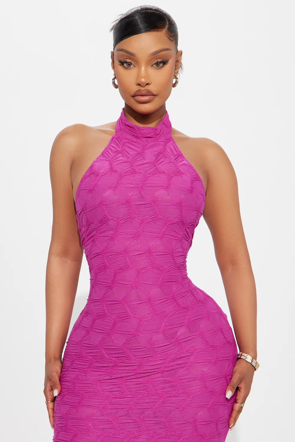 Jada High Neck Halter Midi Dress