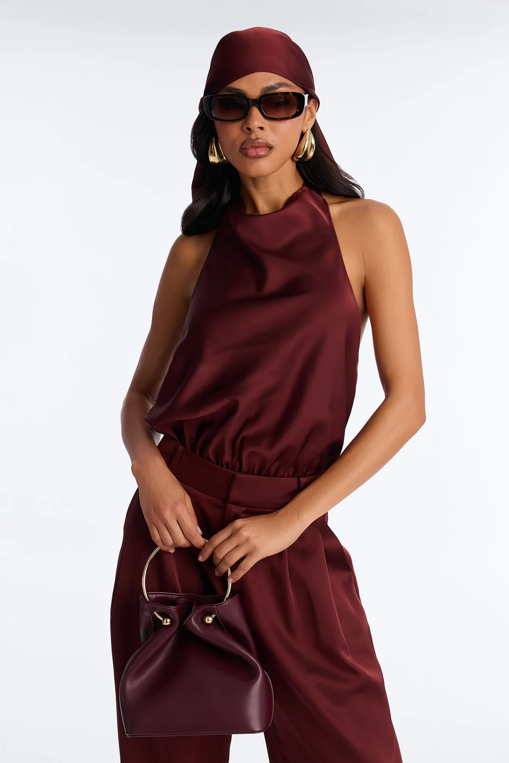Isabelle Satin Halter Bodysuit 3 Piece Pant Se