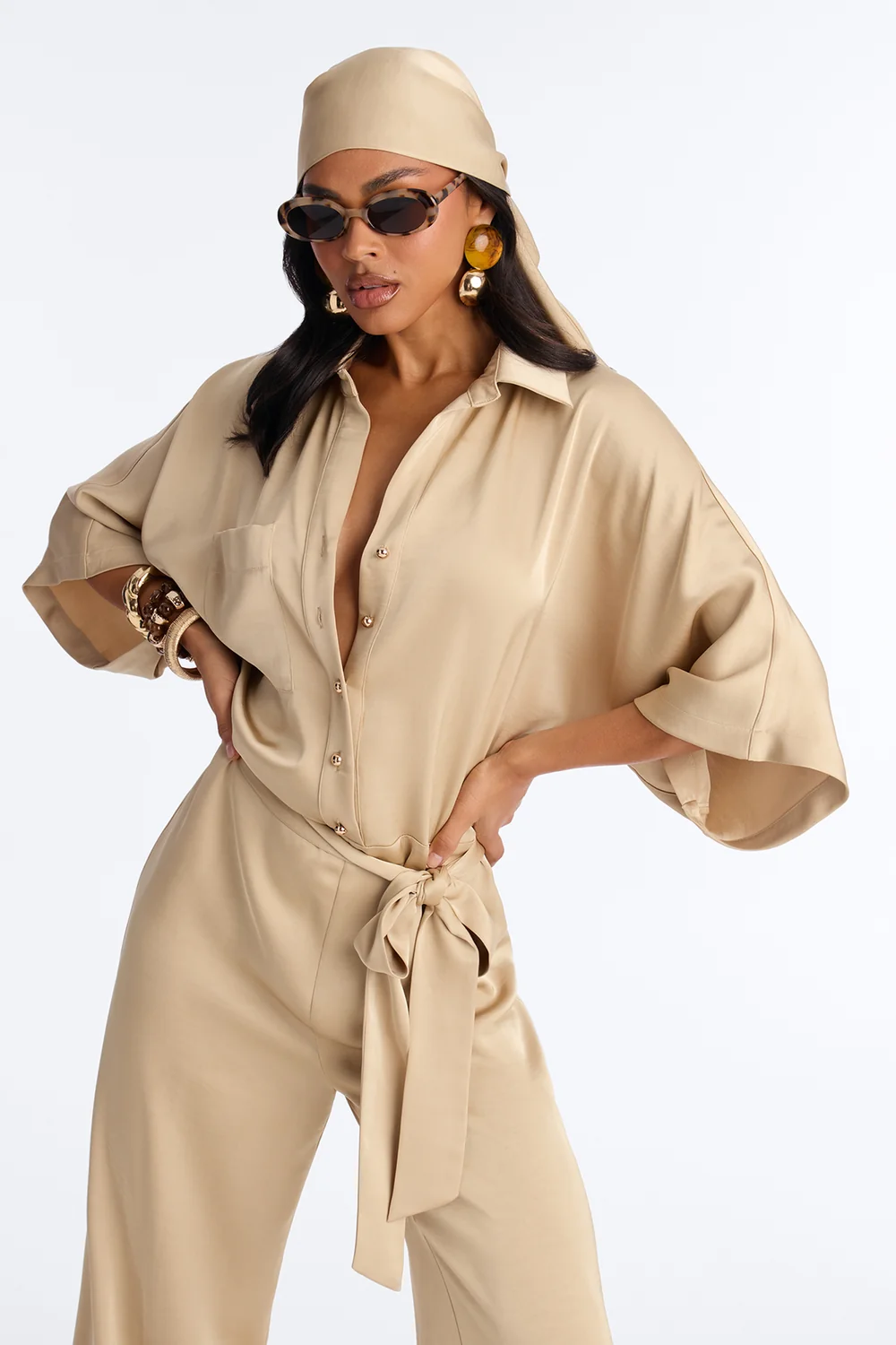 Angelina Satin 2 Piece Jumpsuit Set