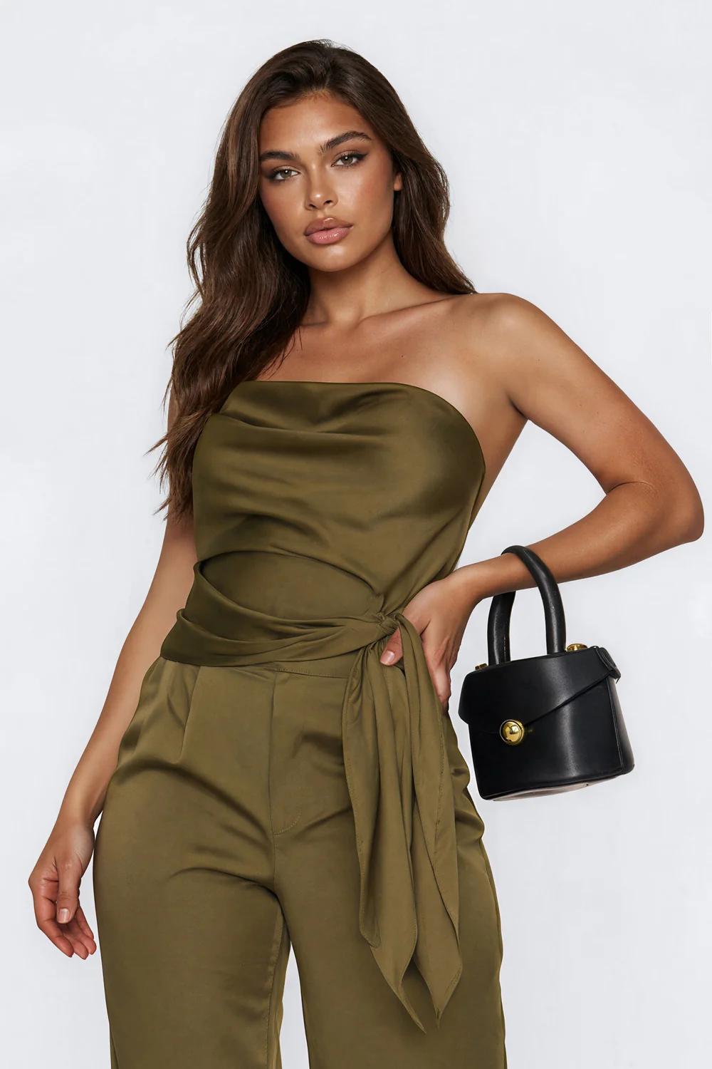 Effortless Strapless Satin Pant Set