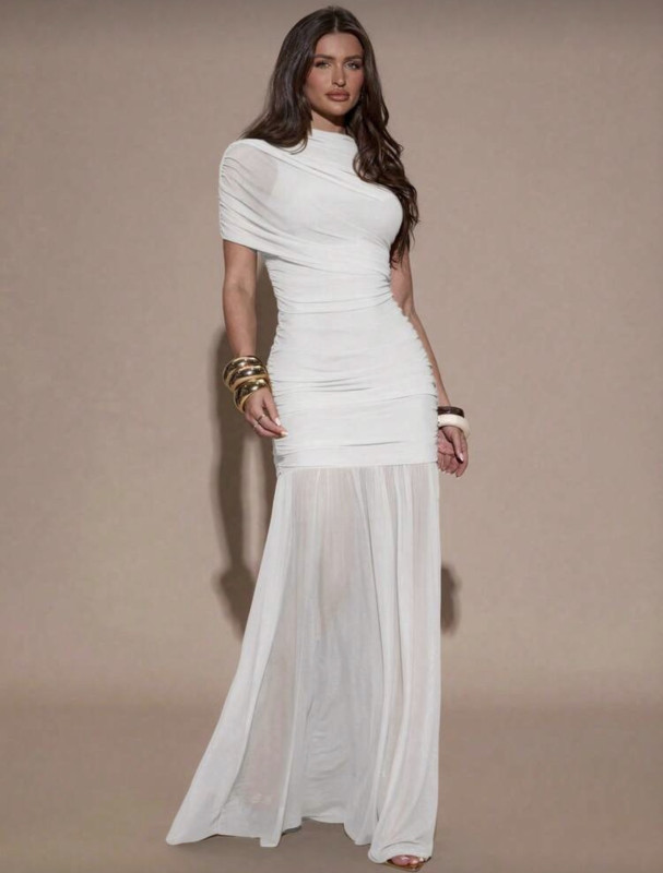 Elegant Ruched dress white