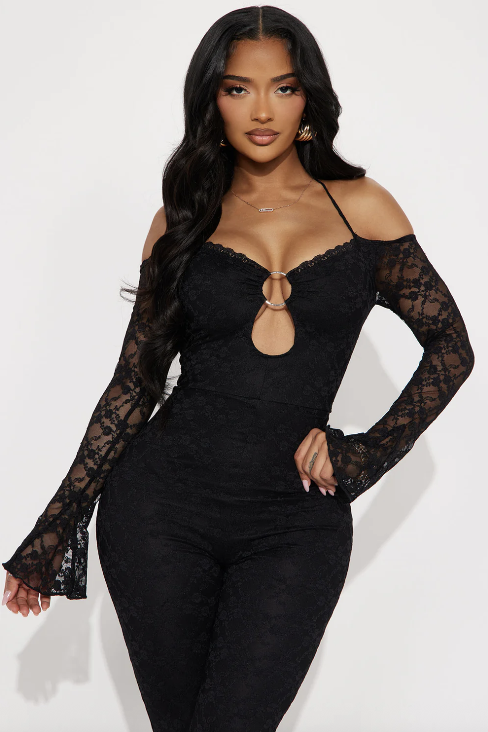 Vibe With Me Lace Jumpsuit - Black
