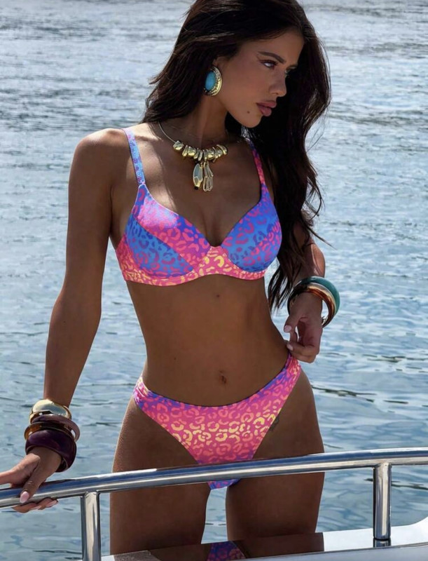 Leopard Print Push-Up Padded Bikini Set