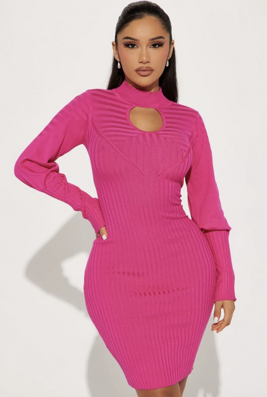 Saidy Sweater Midi Dress - Pink