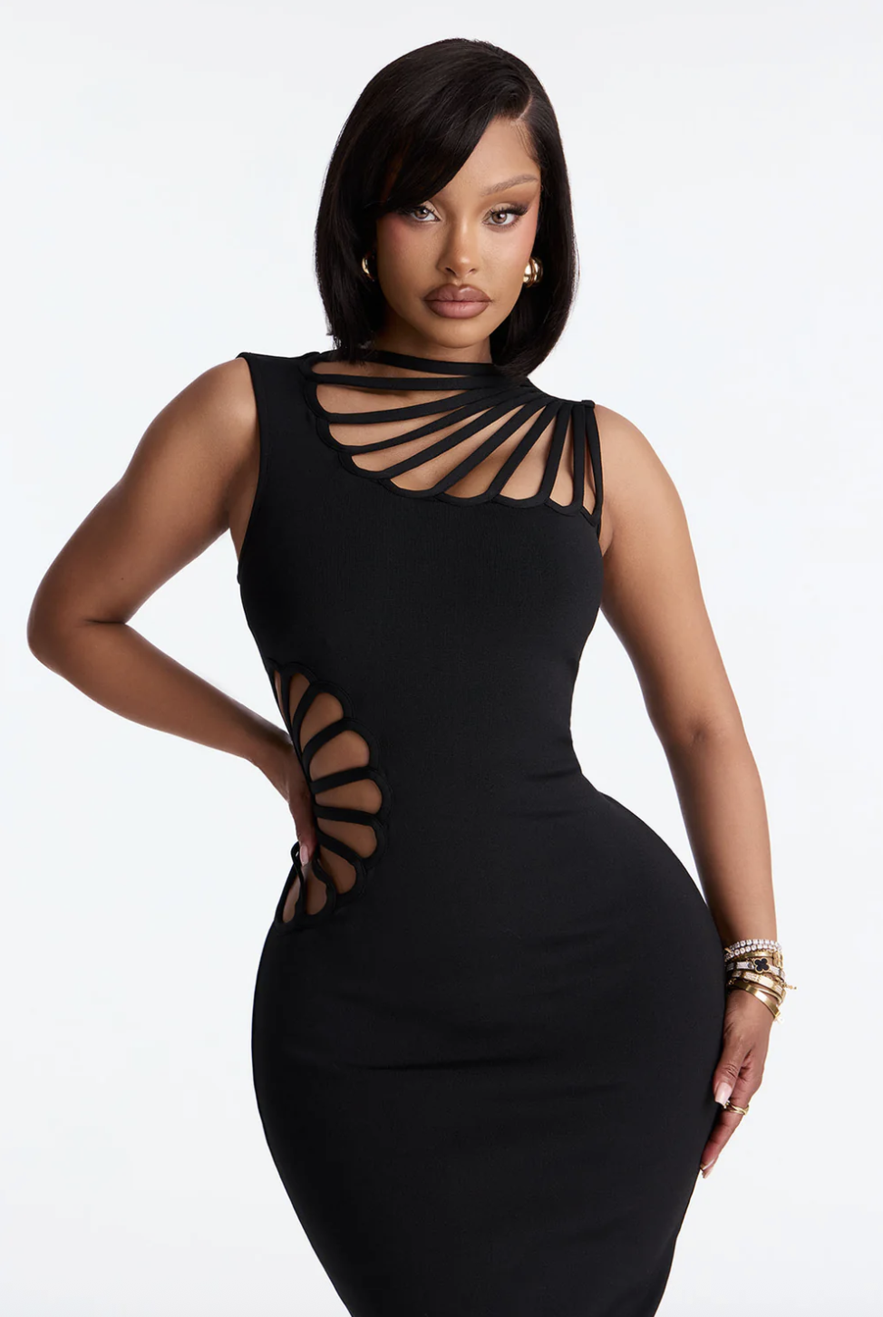 Sassy Angel Bandage Midi Dress - Black