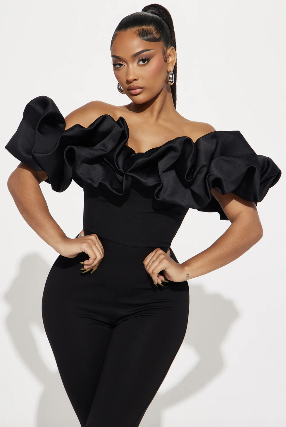 Ruffle Affair Jumpsuit - Black