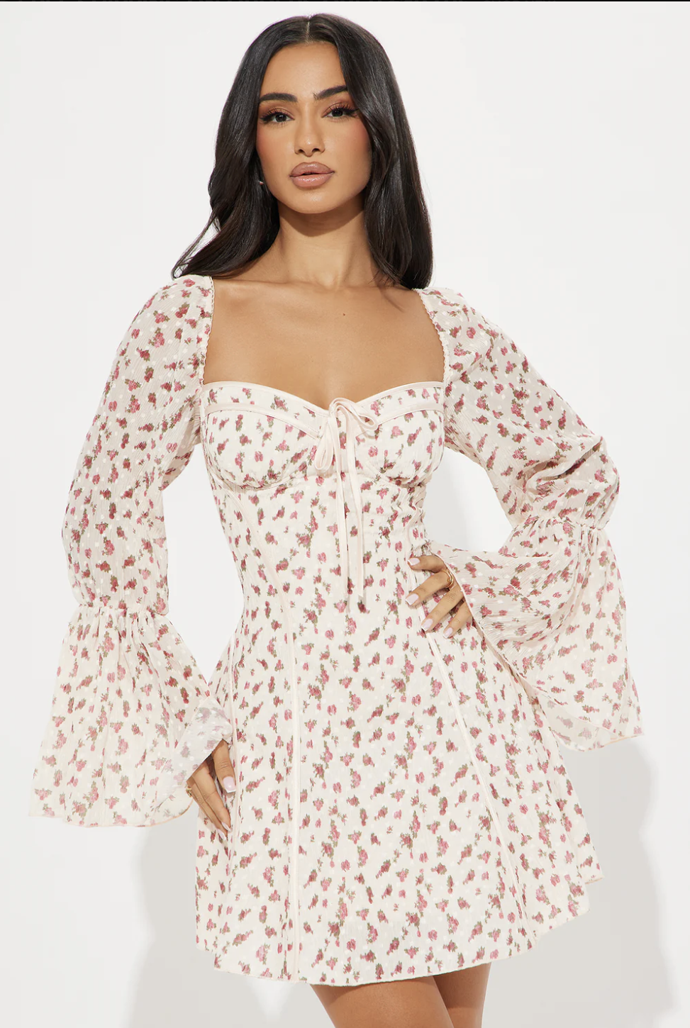 Soft Spoken Floral Mini Dress - Blush