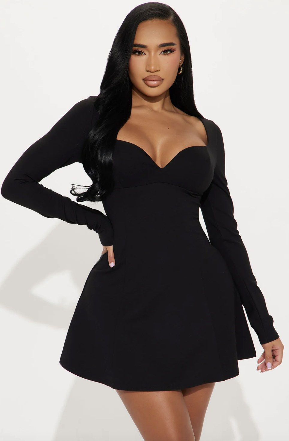 Amelia Ponte Mini Dress - Black