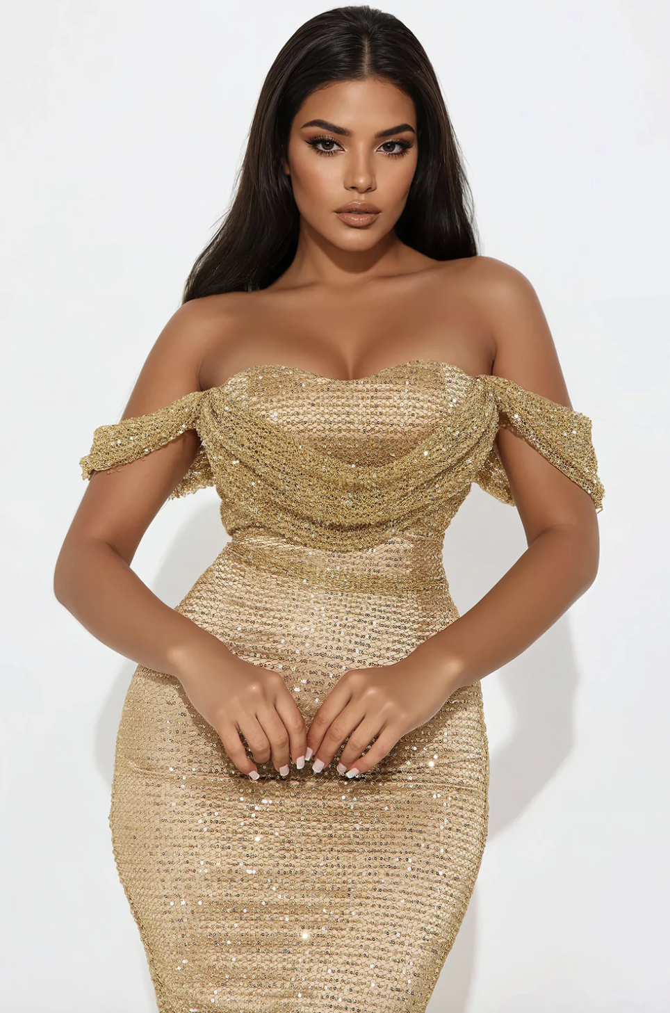 Staying Golden Sequin Midi Dress - Gold