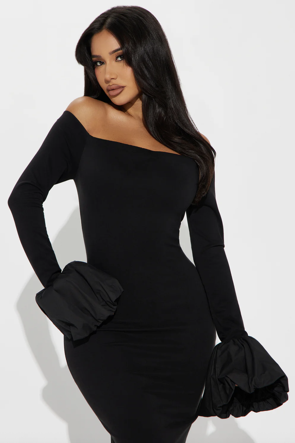 Penny Long Sleeve Maxi Dress - Black