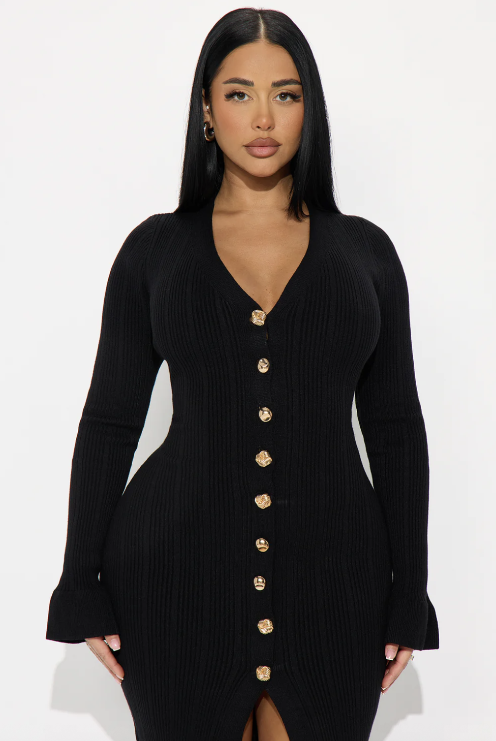 Vanilla Crush Sweater Midi Dress - Black