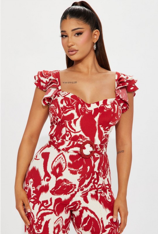 Red Vacay Galore Jumpsuit