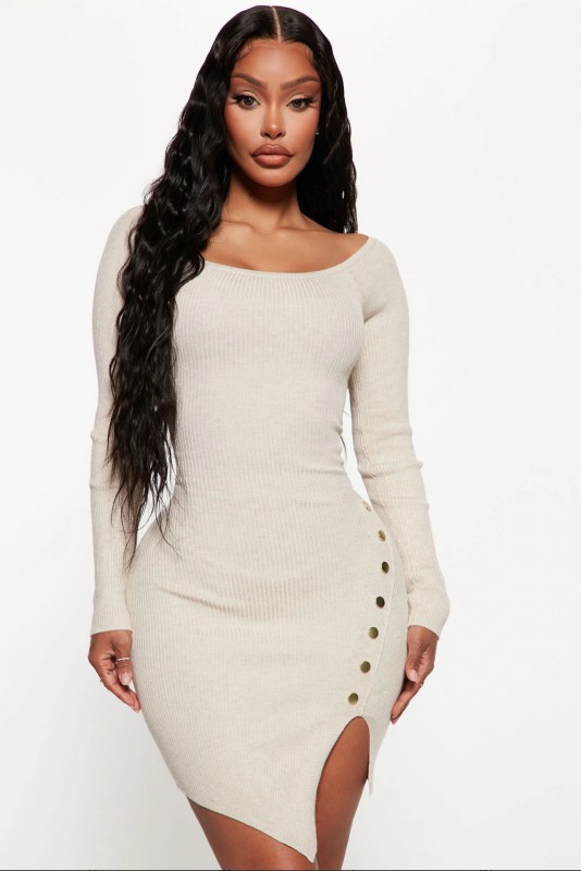 Never Last Midi Sweater Dress - Oatmeal