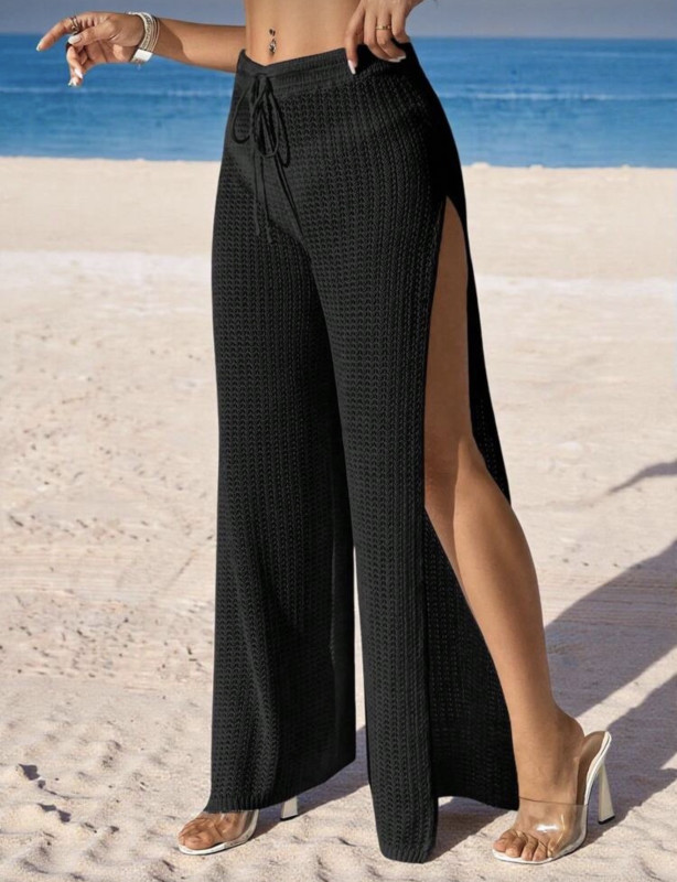 Black Cover-Up Pants For Beach Holiday Summer