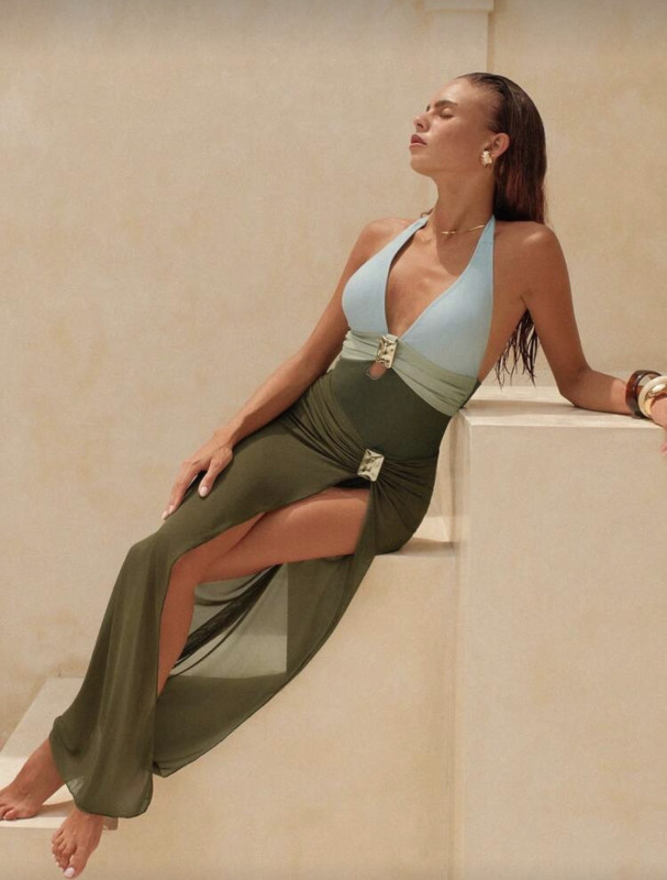 Beach Sage Green Olive Green swimsuit