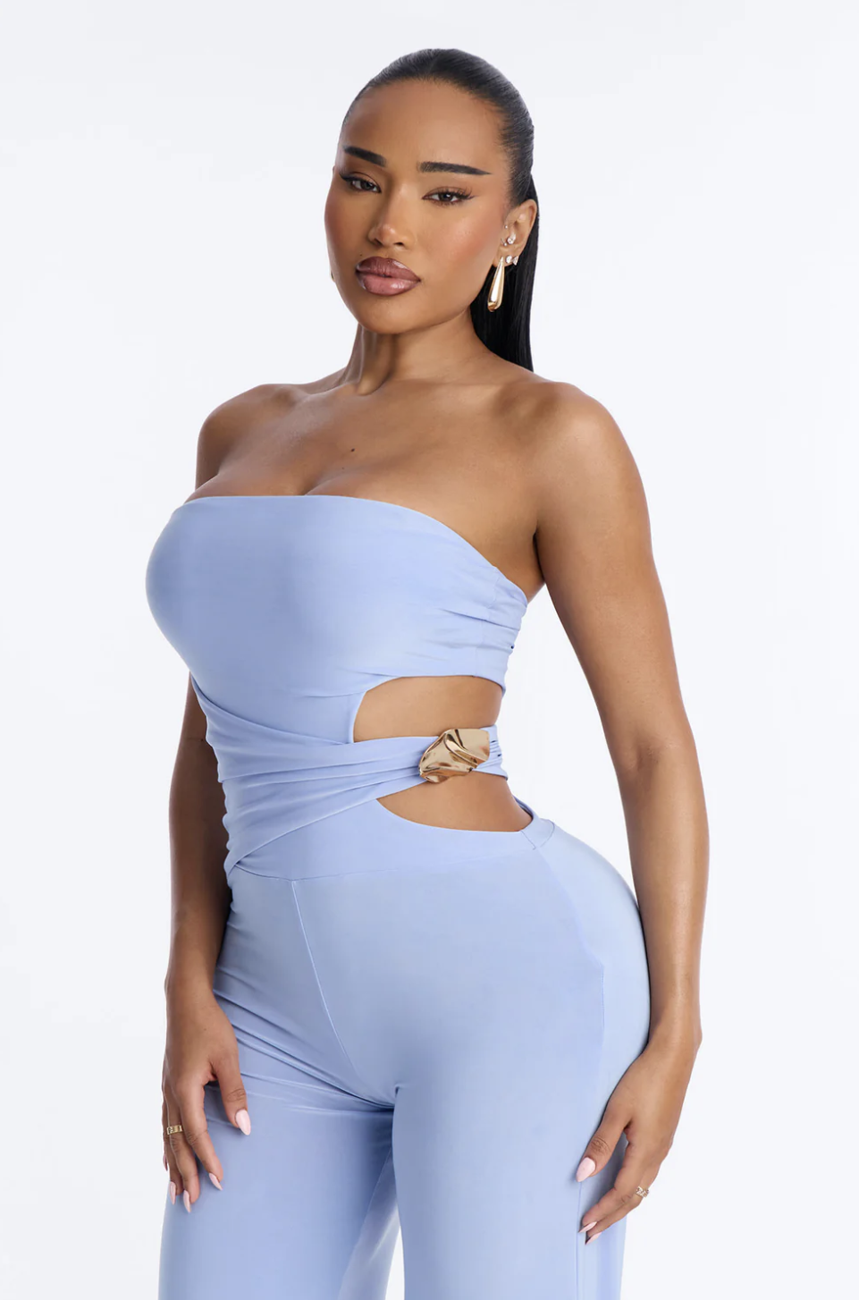 Anika Cut Out Strapless Jumpsuit - Blue