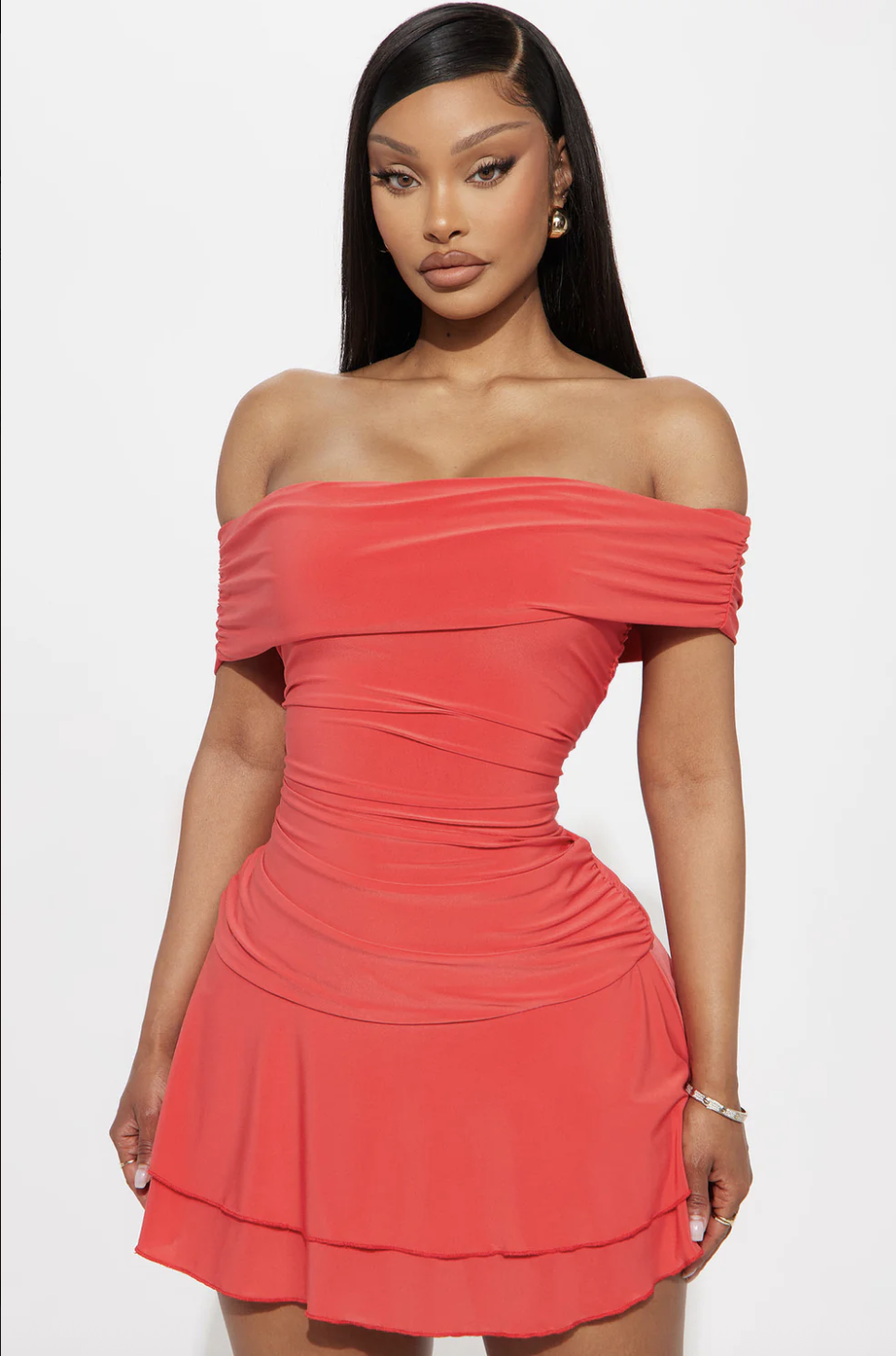 Teagan Strapless Mini Dress - Tomato Red