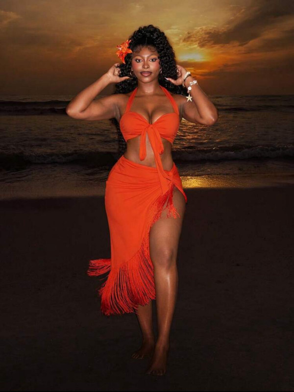 Neon Orange Summer Set top&skirt