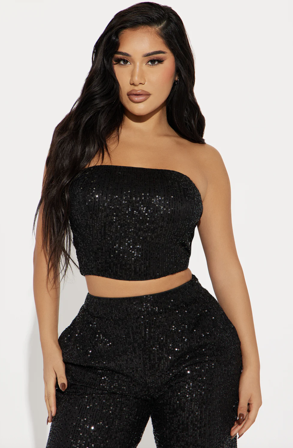 Stella Sequin Pant Set - Black