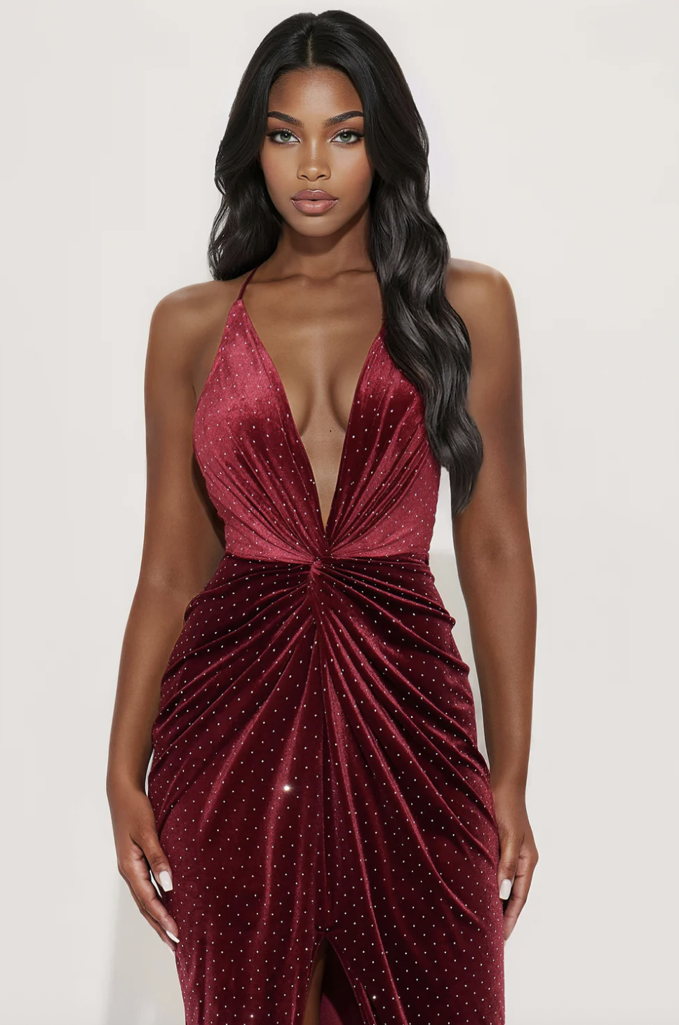 Star Gazer Rhinestone Maxi Dress - Burgundy