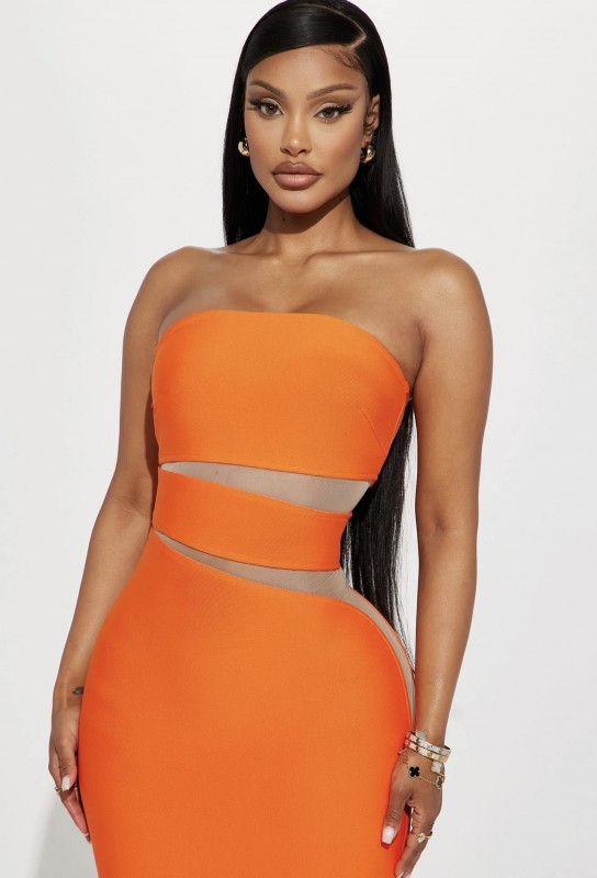 Tara Bandage Midi Dress - Orange