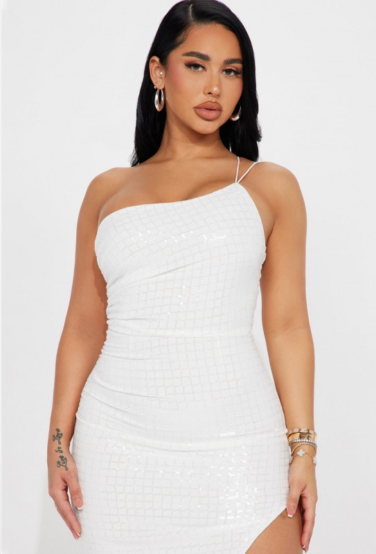 Samba Street One Shoulder Midi Dress - White