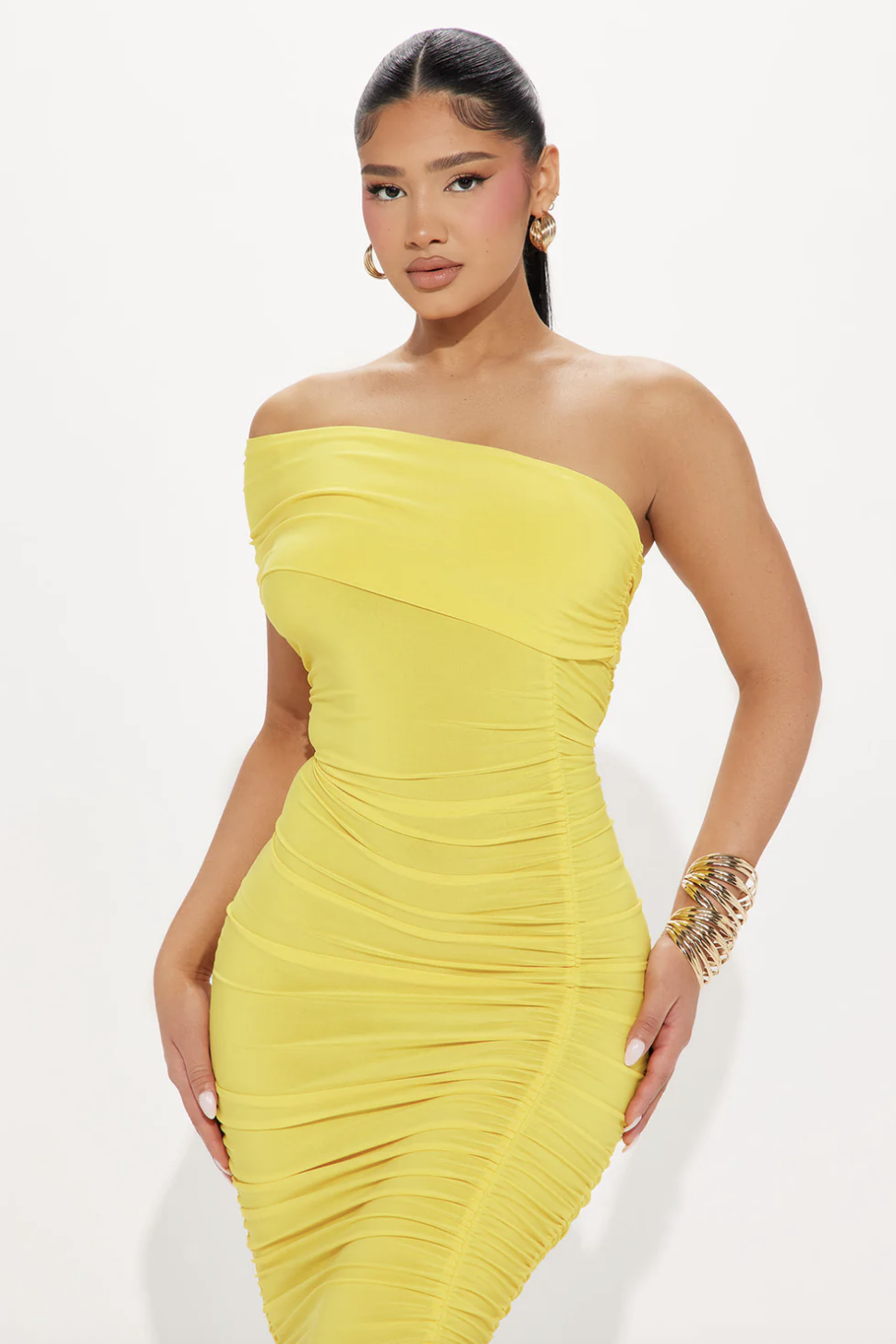 Serene Dream Off Shoulder Midi Dress - Yellow