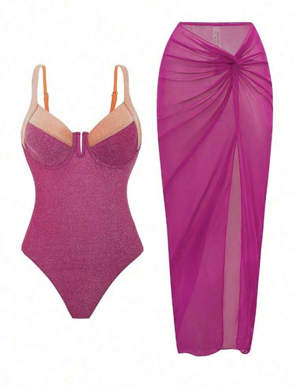 Pinky glitter swimsuit set