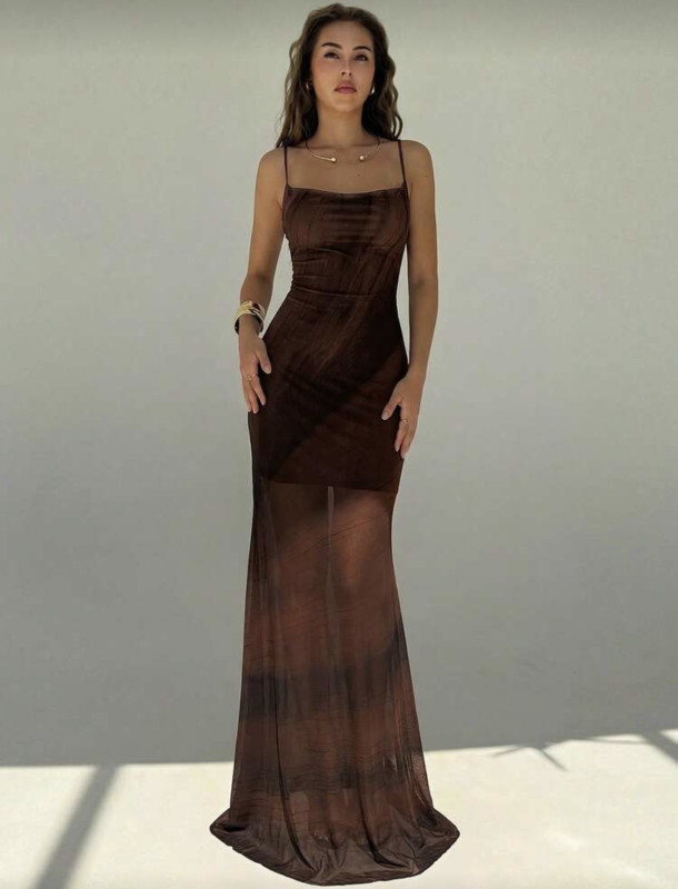 Brown Maxi Bohemian Dress